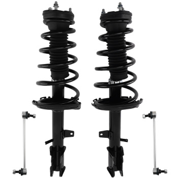 AWD 4pc Rear Struts w/ Coil Spring + Sway Bar Links compatible for Toyota Highlander Venza