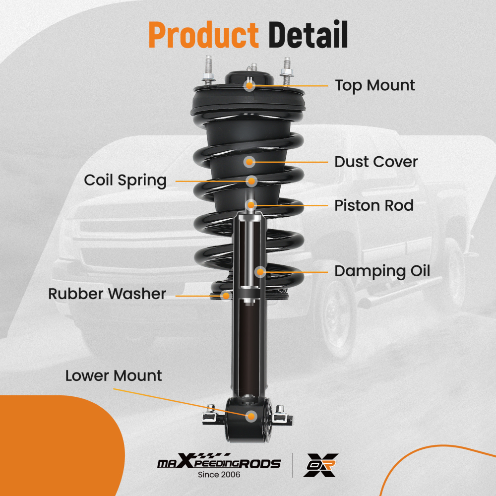 Front Strut w/Spring compatible for Chevy Suburban Tahoe Avalanche compatible for GMC Sierra 1500 compatible for Yukon XL