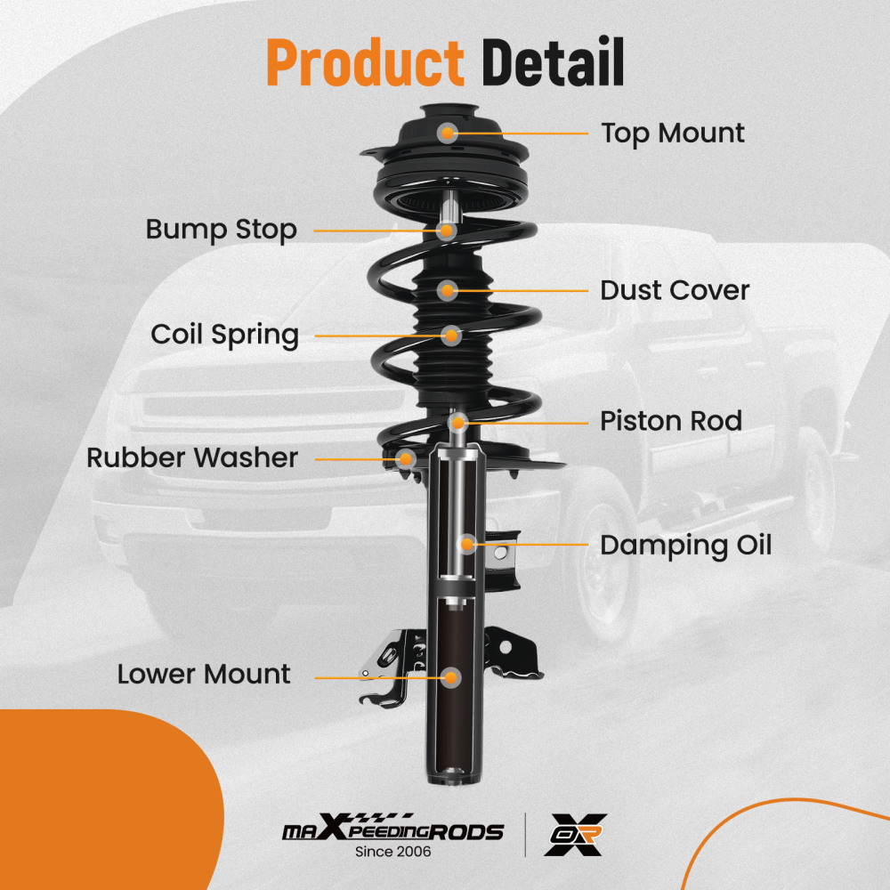 2x Front Left + Right Strut Spring compatible for Jeep Cherokee 2014-2022 2.0L 2.4L 3.2L