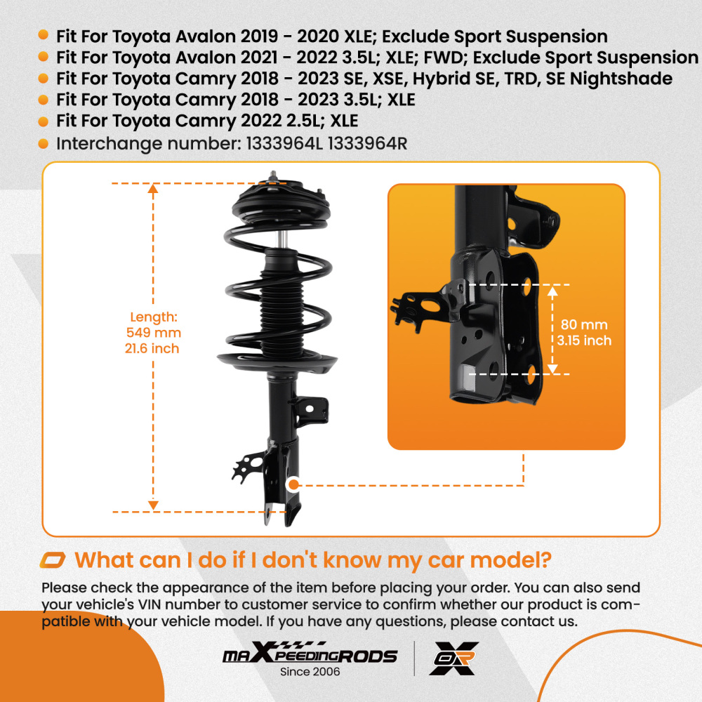 maXpeedingrods 2Pcs Front Struts Shocks compatible for Toyota Camry 2018-2020