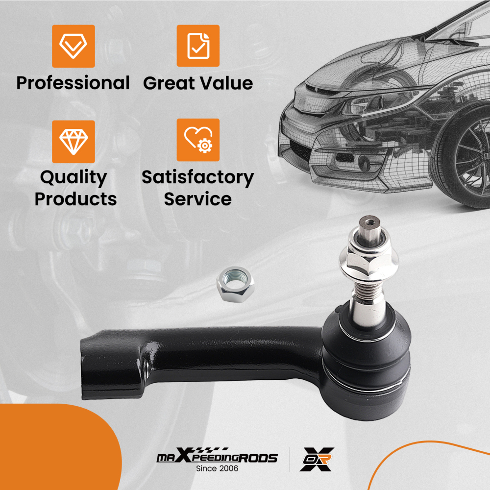 Front Outer RH Tie Rod End compatible for Lincoln Navigator 2007-2021 TO85042 Steel