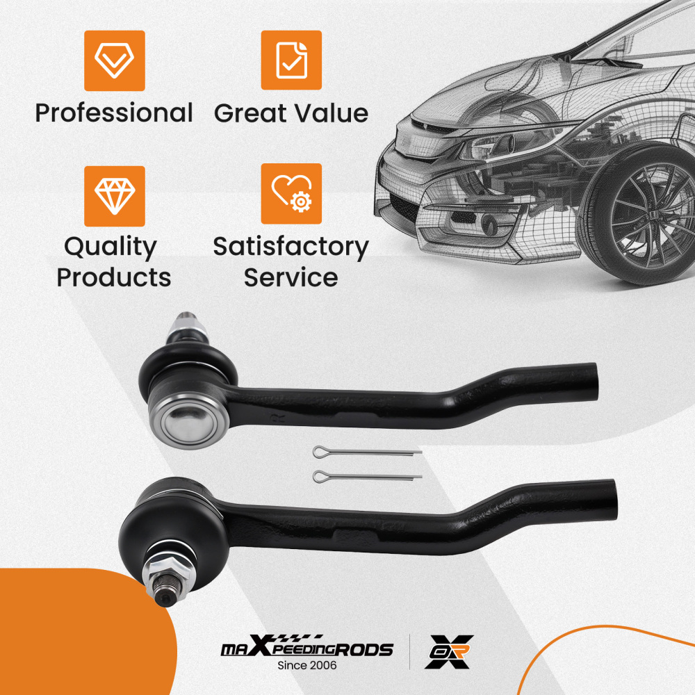 2x Front Outer Tie Rod Ends compatible for Honda Passport Pilot Ridgeline compatible for Acura MDX RHLH