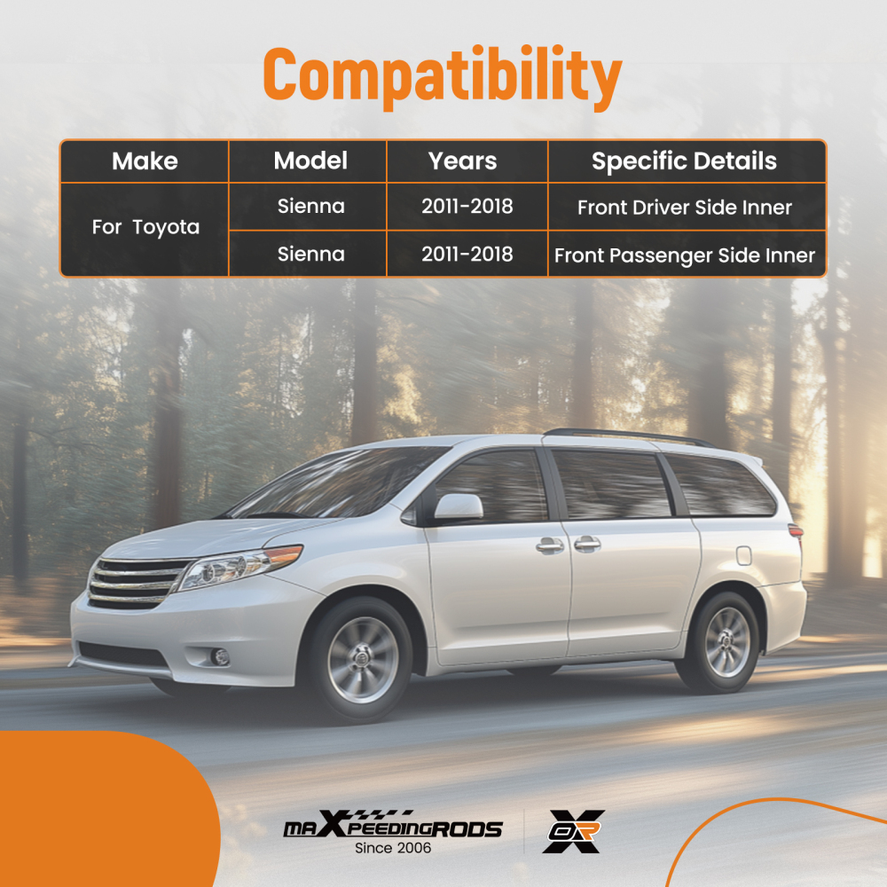 Front Inner Steering Tie Rod End compatible for Toyota Sienna 11-18 EV801518 Steel