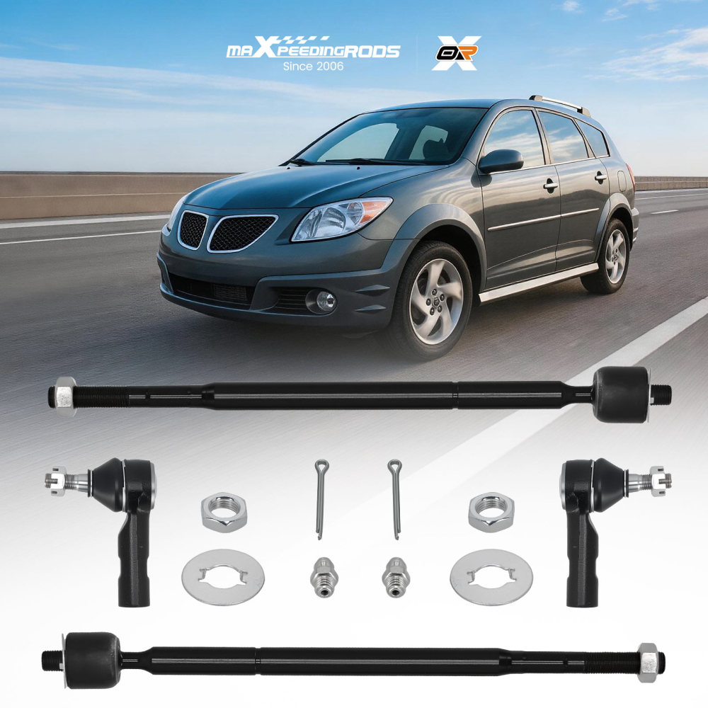 4PC Front Inner Outer Tie Rod Ends compatible for Toyota Matrix Vibe 2003-2008 EV466 ES3713