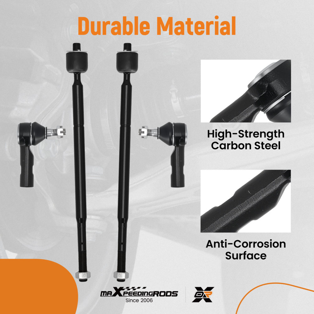 4PC Front Inner Outer Tie Rod Ends compatible for Toyota Matrix Vibe 2003-2008 EV466 ES3713