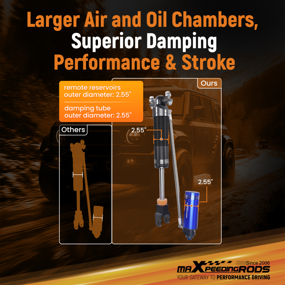 10 Way Damping Reservoir Front Shocks For 11-19 compatible for Silverado Sierra 2500 3.5 Lift