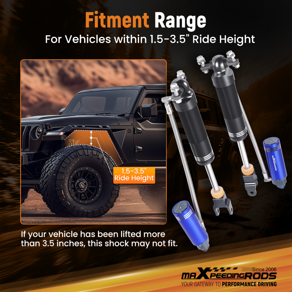 10 Way Damping Reservoir Front Shocks For 11-19 compatible for Silverado Sierra 2500 3.5 Lift