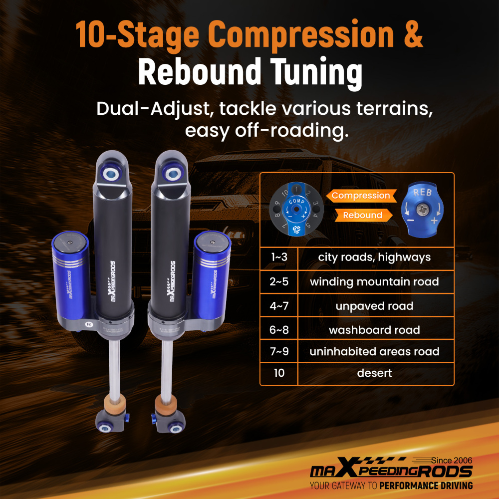 10 Level Damper Reservoir 0-1 Lift Rear Shock compatible for Chevy - GMC 1500 / 2500 99-08