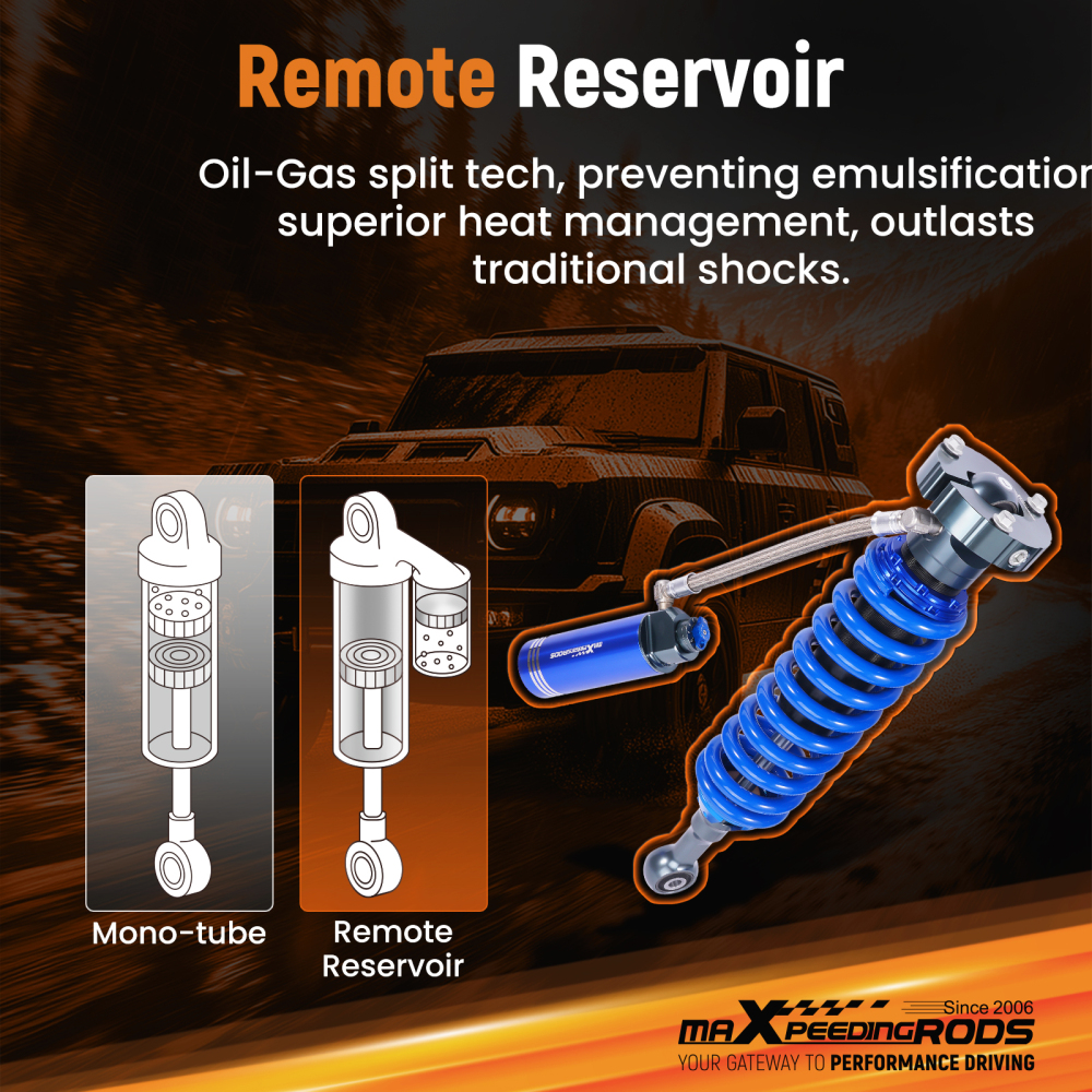 Front Reservoir Shocks w/ Adj Damping compatible for Toyota Land Cruiser Prado 2003-2014