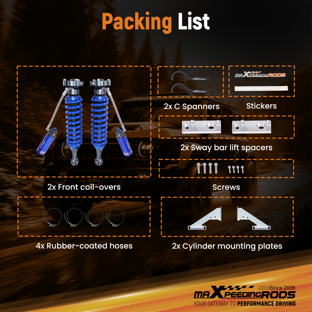 Front Reservoir Shocks w/ Adj Damping compatible for Toyota Land Cruiser Prado 2003-2014
