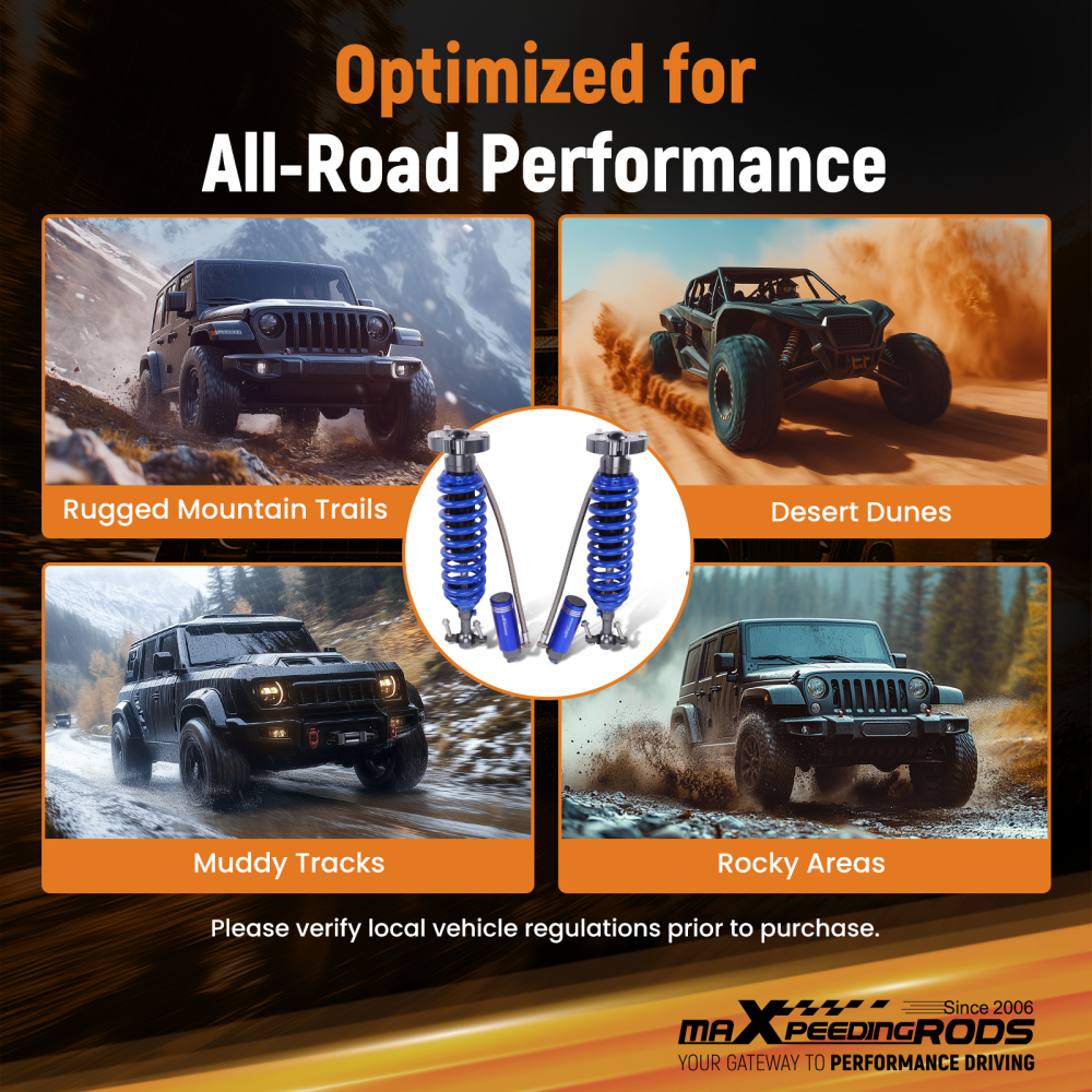 2-WAY Damper Adjustable Shocks w/ Reservoir Lift 0-2 compatible for Ford F150 14-20 4WD