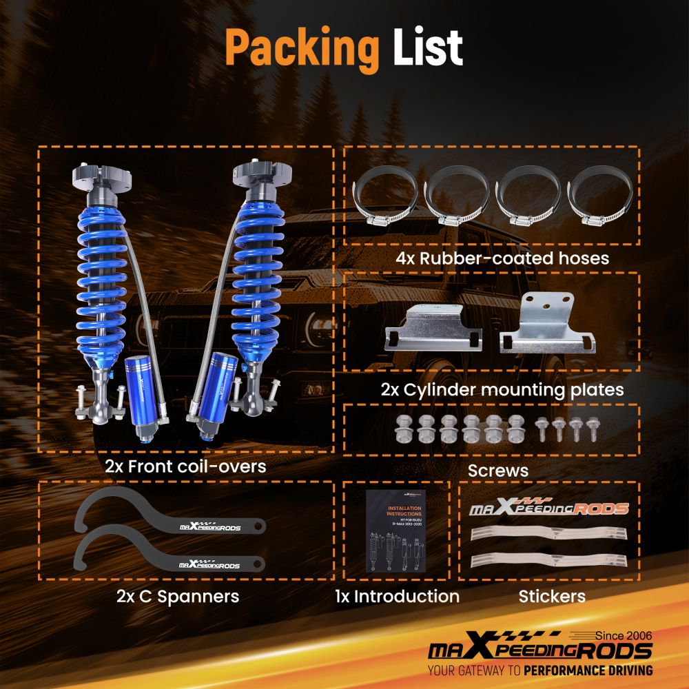 2-WAY Damper Adjustable Shocks w/ Reservoir Lift 0-2 compatible for Ford F150 14-20 4WD