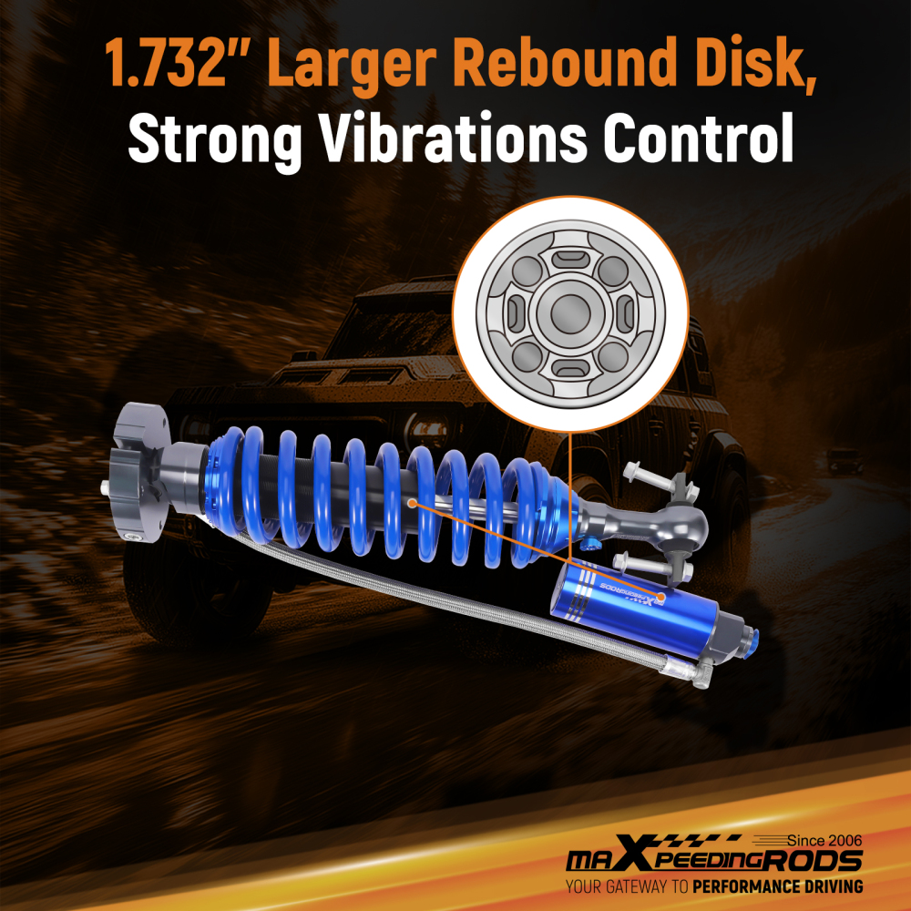 2-WAY Damper Adjustable Shocks w/ Reservoir Lift 0-2 compatible for Ford F150 14-20 4WD