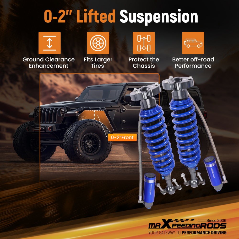 2-WAY Damper Adjustable Shocks w/ Reservoir Lift 0-2 compatible for Ford F150 14-20 4WD