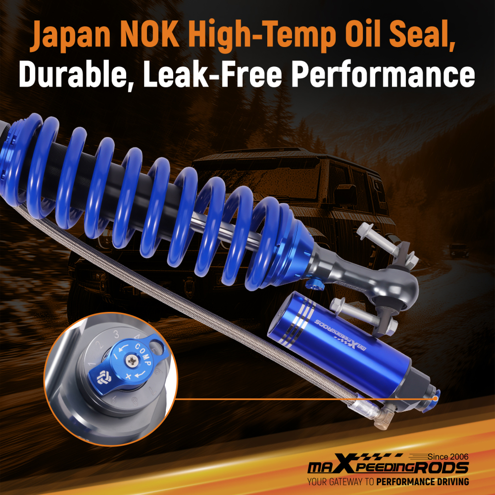 2-WAY Damper Adjustable Shocks w/ Reservoir Lift 0-2 compatible for Ford F150 14-20 4WD