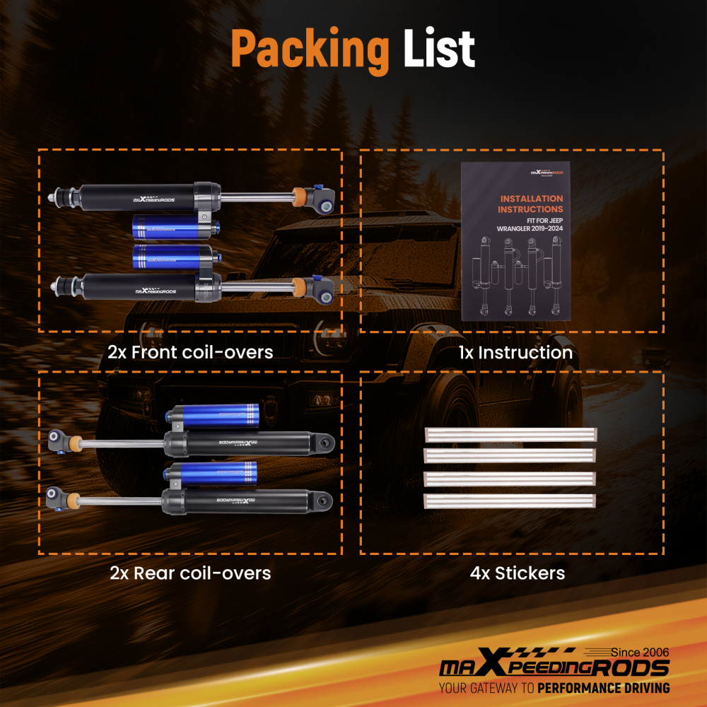 4x Remote Reservoir 0-1.5 Lift Front Rear Shocks for F250 Super Duty 2005-2016