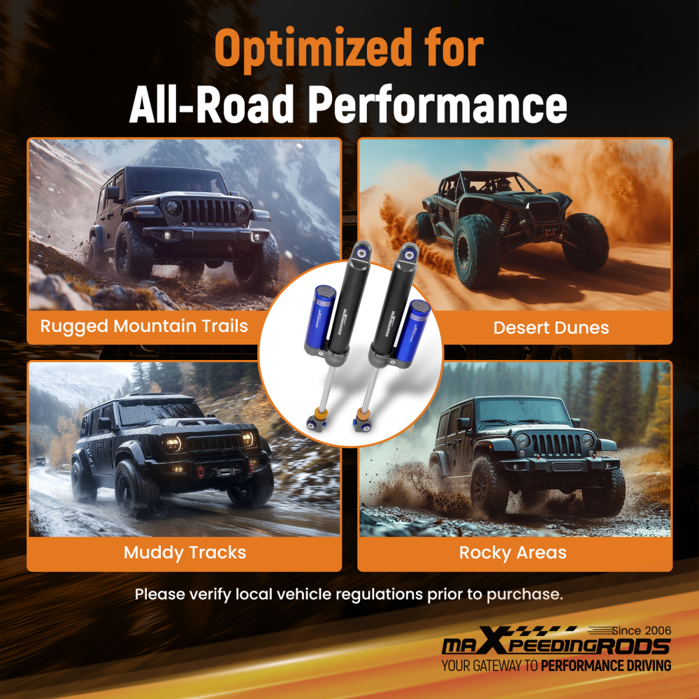 Rear Shock w/10 Way Damper Adjustable Reservoir compatible for Ford F150 SVT Raptor 2010-14