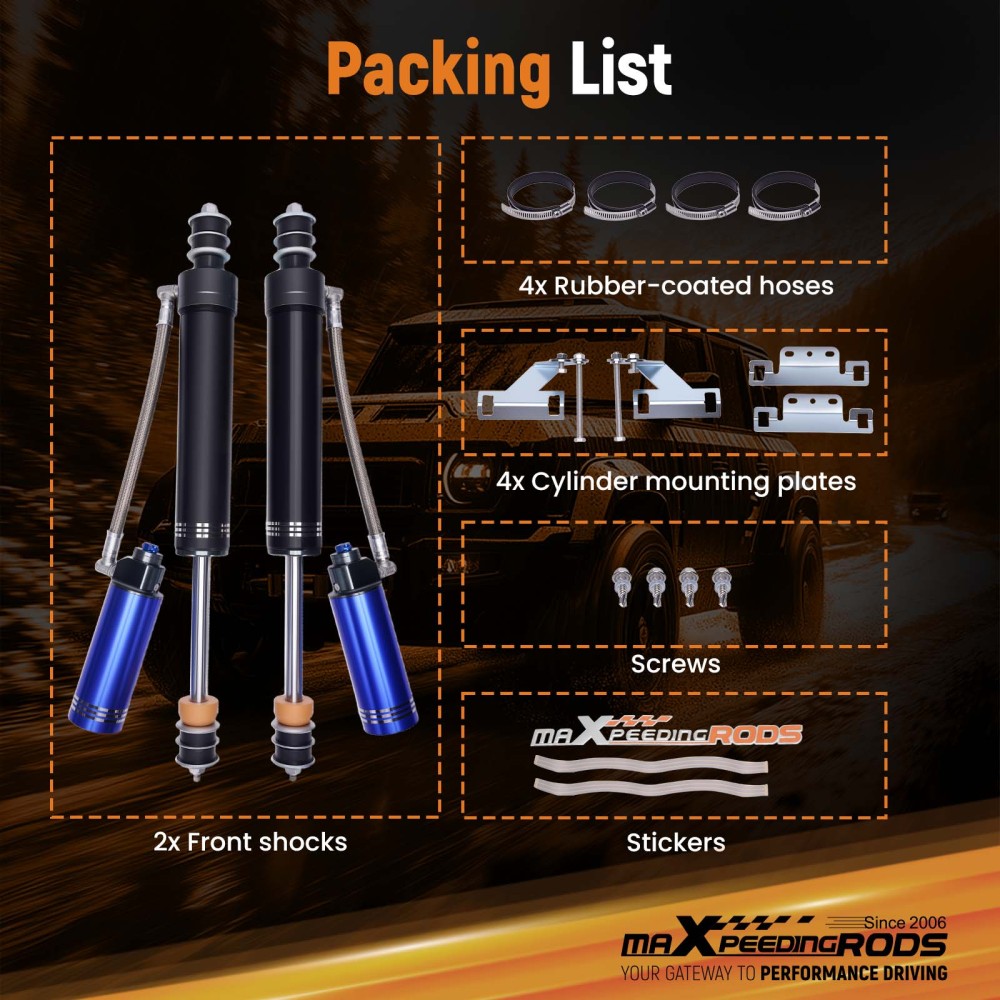 Front Shock 2 Lift RemoteReservoir compatible for Toyota Landcruiser 90-24 76 78 79 Serie