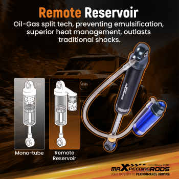 Rear Shock 2 Lift Remote-Reservoir compatible for Toyota Landcruiser J70 1990-2024 HZJ79L