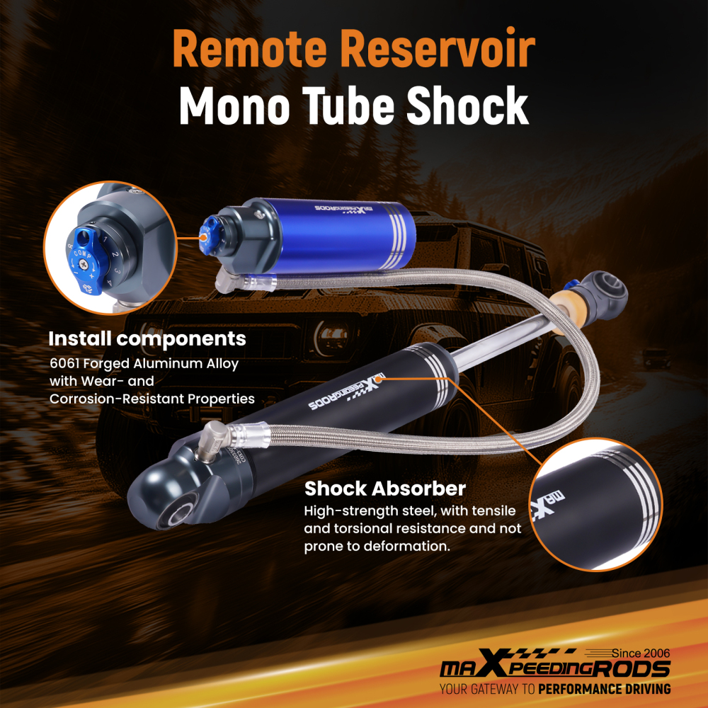 Rear Shock 2 Lift Remote-Reservoir compatible for Toyota Landcruiser J70 1990-2024 HZJ79L