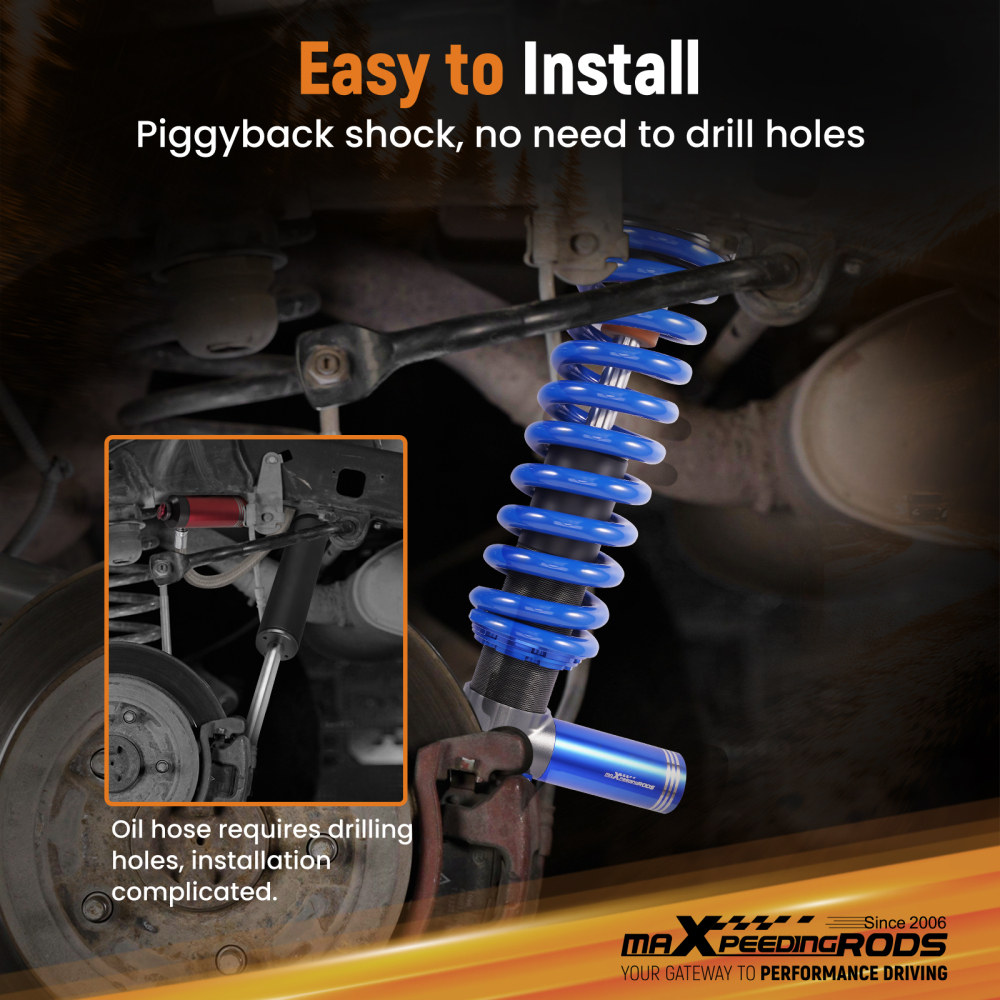 Adjustable Coilover Remote Front Shock Kit compatible for Ford Ranger 2011-2018 Adj. Height