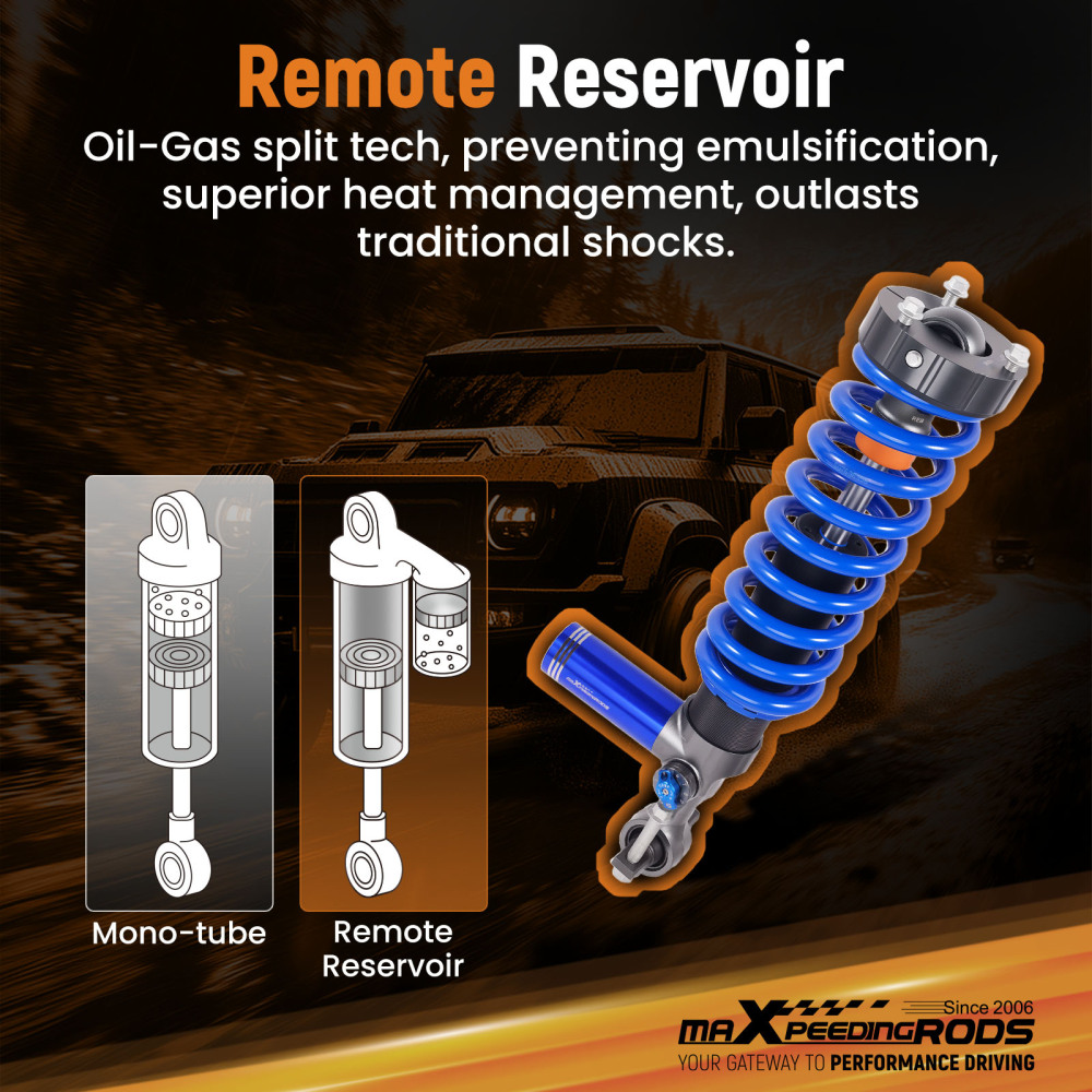 10-Way Damper Front Shocks 2-3 Lift w/ Reservoir compatible for FORD Ranger 19-23