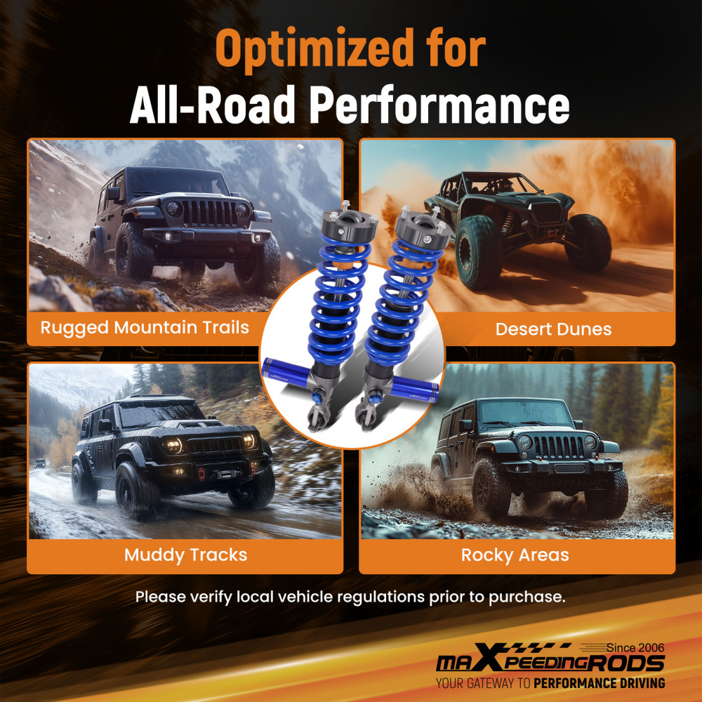 10-Way Damper Front Shocks 2-3 Lift w/ Reservoir compatible for FORD Ranger 19-23