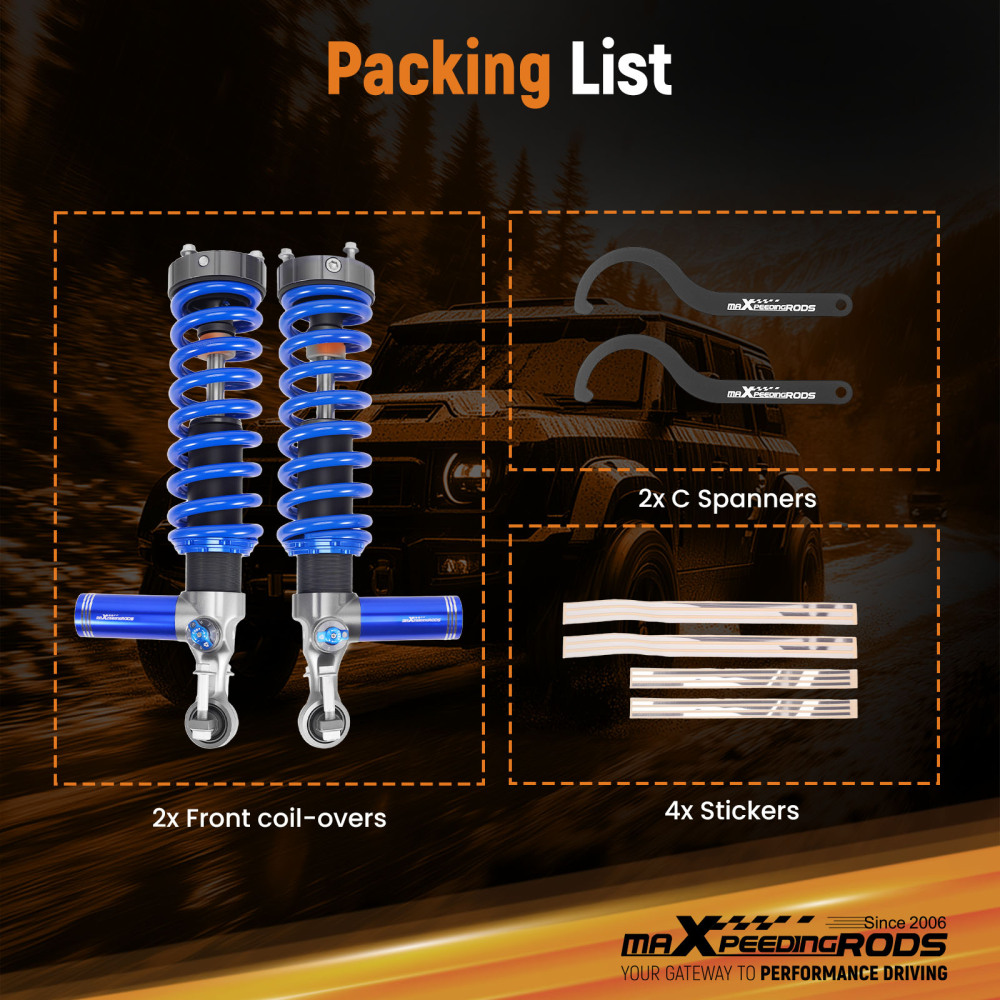 10-Way Damper Front Shocks 2-3 Lift w/ Reservoir compatible for FORD Ranger 19-23