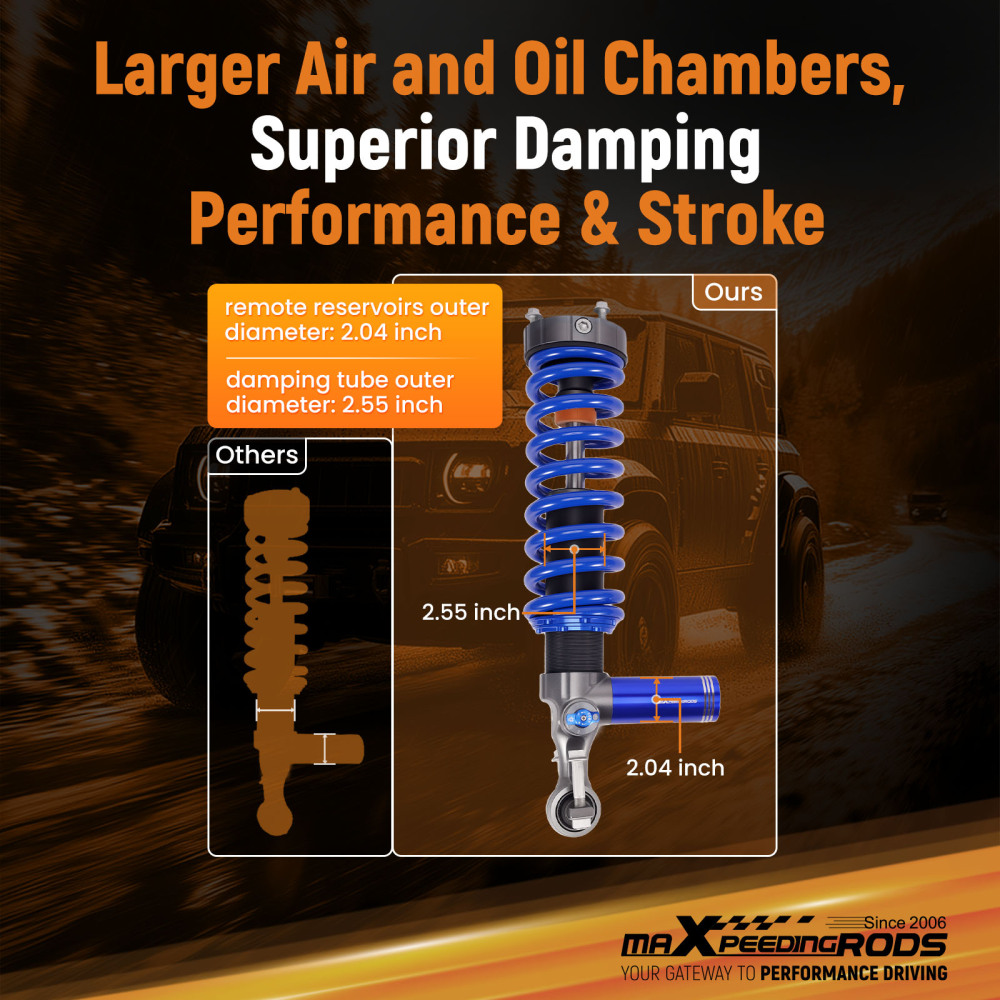10-Way Damper Front Shocks 2-3 Lift w/ Reservoir compatible for FORD Ranger 19-23