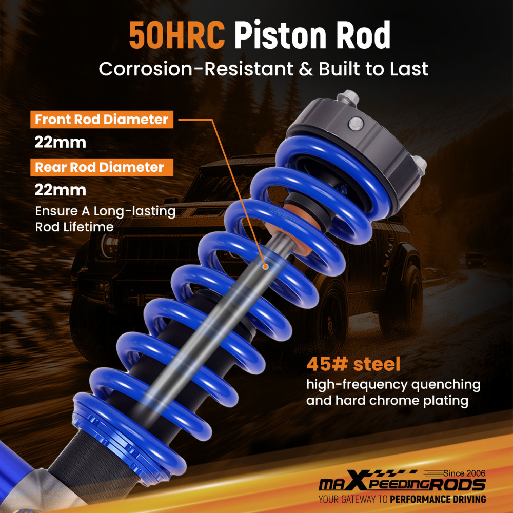 10-Way Damper Front Shocks 2-3 Lift w/ Reservoir compatible for FORD Ranger 19-23