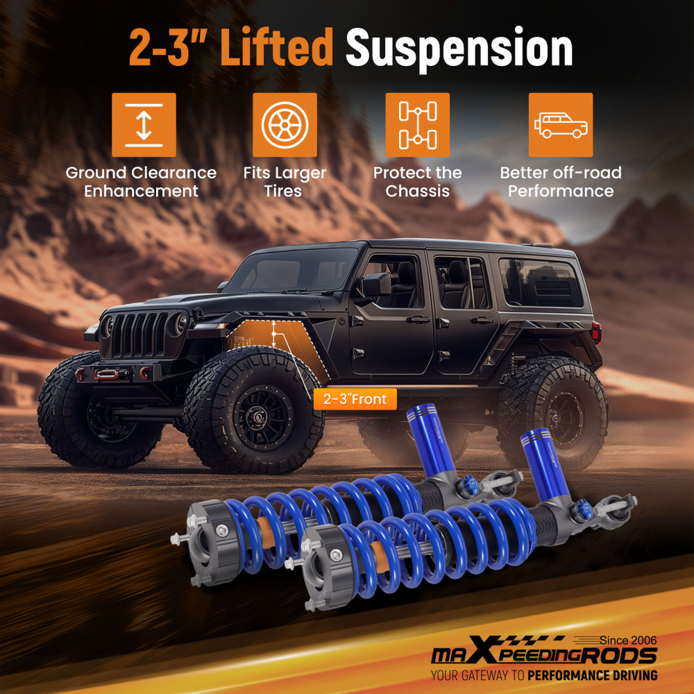 10-Way Damper Front Shocks 2-3 Lift w/ Reservoir compatible for FORD Ranger 19-23