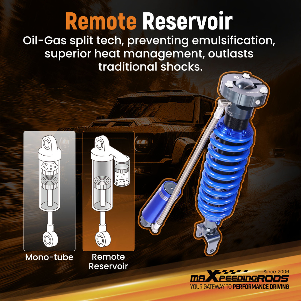 10 Way Damping Adjustable Reservoir Front Shock Kit compatible for Ram 1500 2019-2025
