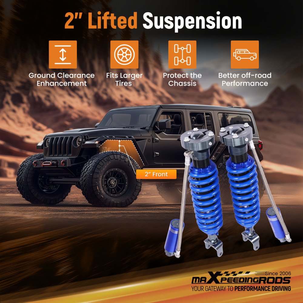 10 Way Damping Adjustable Reservoir Front Shock Kit compatible for Ram 1500 2019-2025
