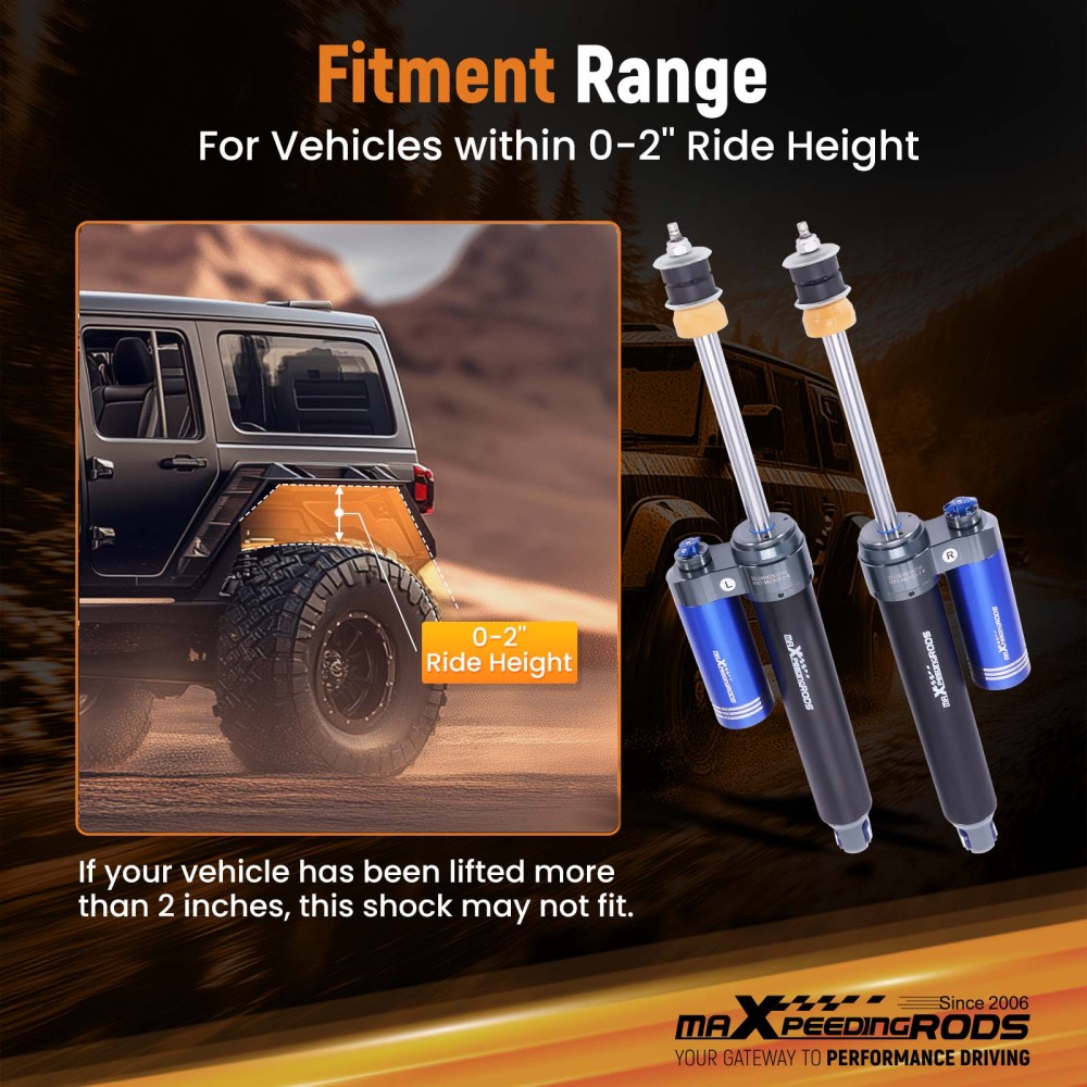 Rear Shocks 2 Lift w/ Reservoir Damping Adjustable compatible for Ram 1500 2019-2024