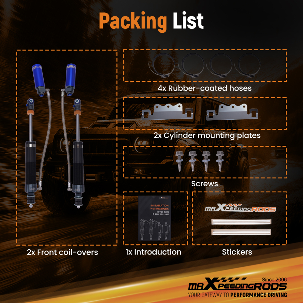 Front Reservoir Shocks 10 Level Damping For 14-25 compatible for Dodge Ram 2500 0-2 Lift 4WD