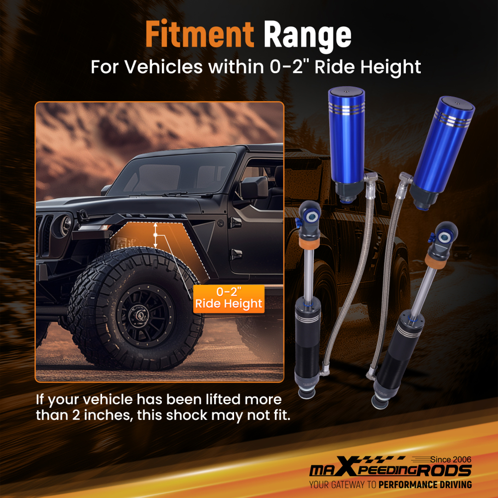 Front Reservoir Shocks 10 Level Damping For 14-25 compatible for Dodge Ram 2500 0-2 Lift 4WD