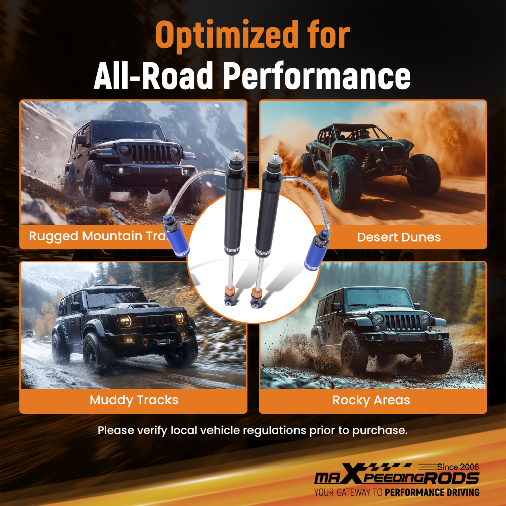 Pair Front Shocks10 Way Damper Reservoir 4-6 Lift compatible for Ram 2500 3500 94-10