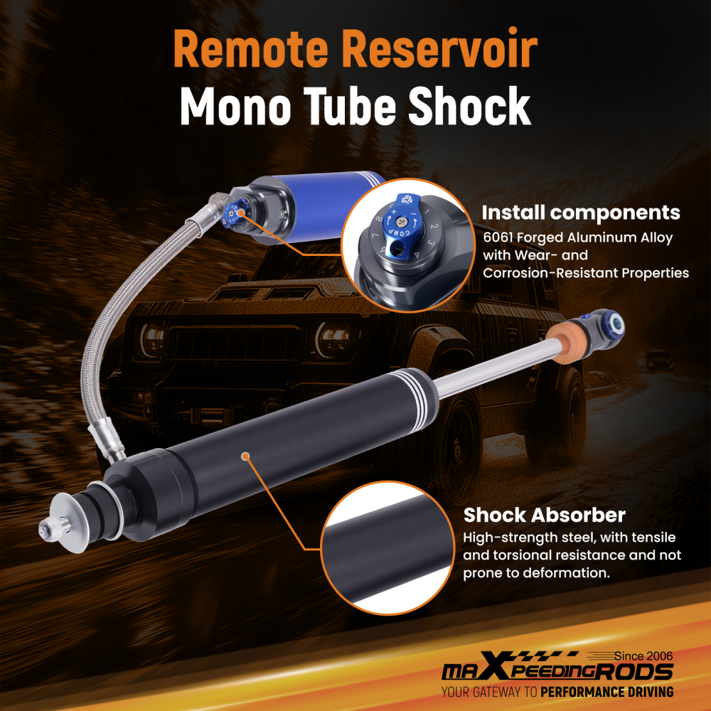 Pair Front Shocks10 Way Damper Reservoir 4-6 Lift compatible for Ram 2500 3500 94-10