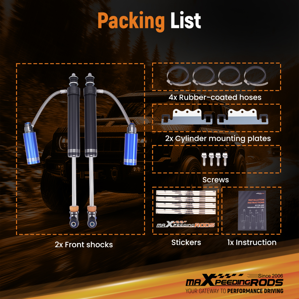 Pair Front Shocks10 Way Damper Reservoir 4-6 Lift compatible for Ram 2500 3500 94-10