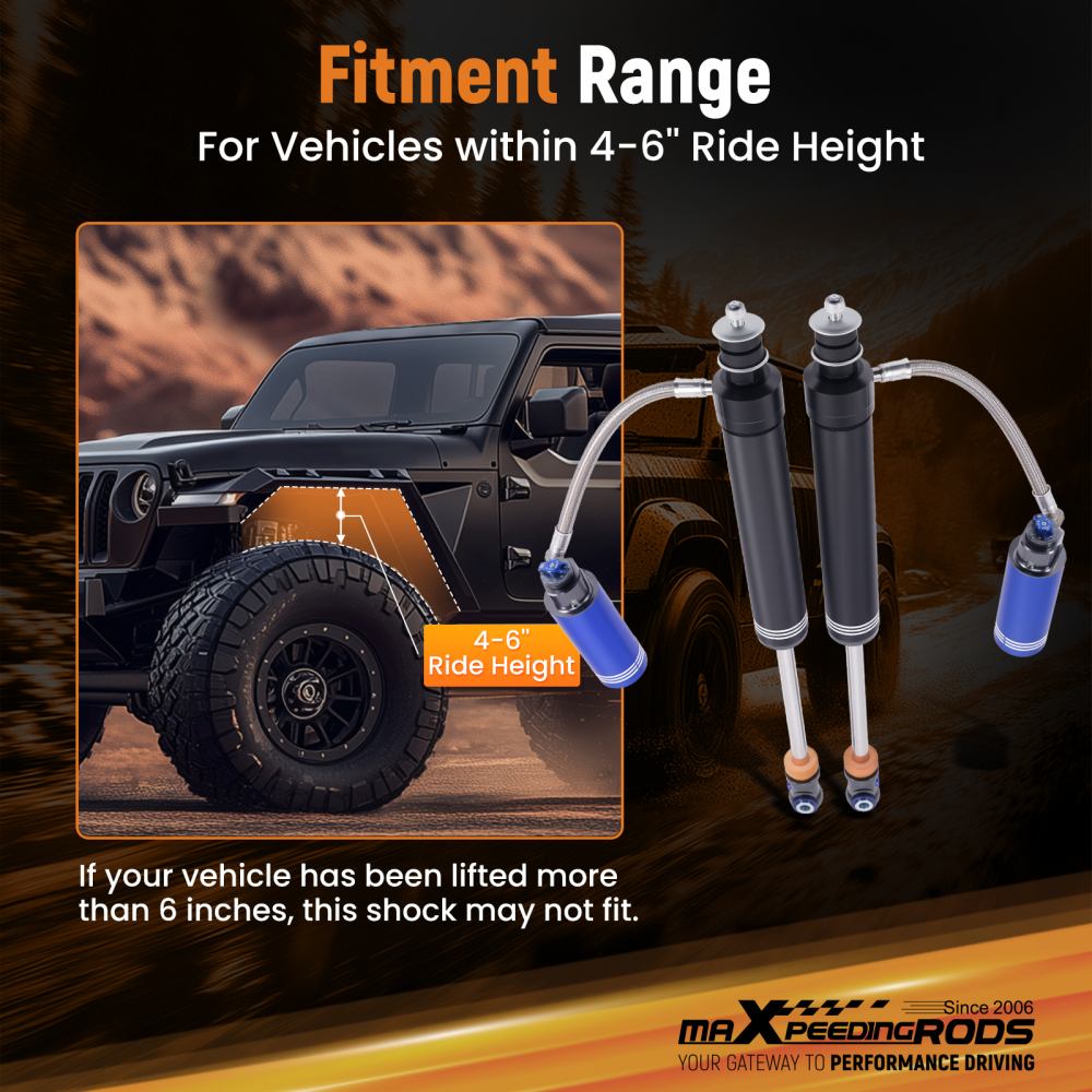 Pair Front Shocks10 Way Damper Reservoir 4-6 Lift compatible for Ram 2500 3500 94-10