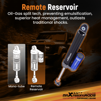 Rear Shocks w/ Reservoir 10 Way Damper compatible for Dodge Ram 2500 1994-10 4WD 5-6 Lift