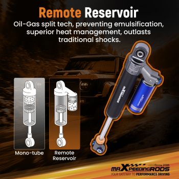 10-Way Damping Reservoir Rear Shocks Pair 0-1.5 Lift compatible for Chevy Tahoe 2007-2015
