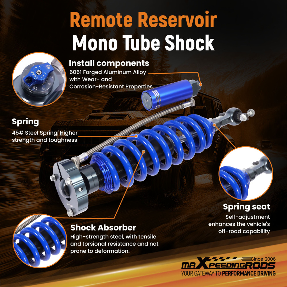 Front Shocks W/ Damper Adjustable Reservoir For 19-24 compatible for Chevy Silverado 1500