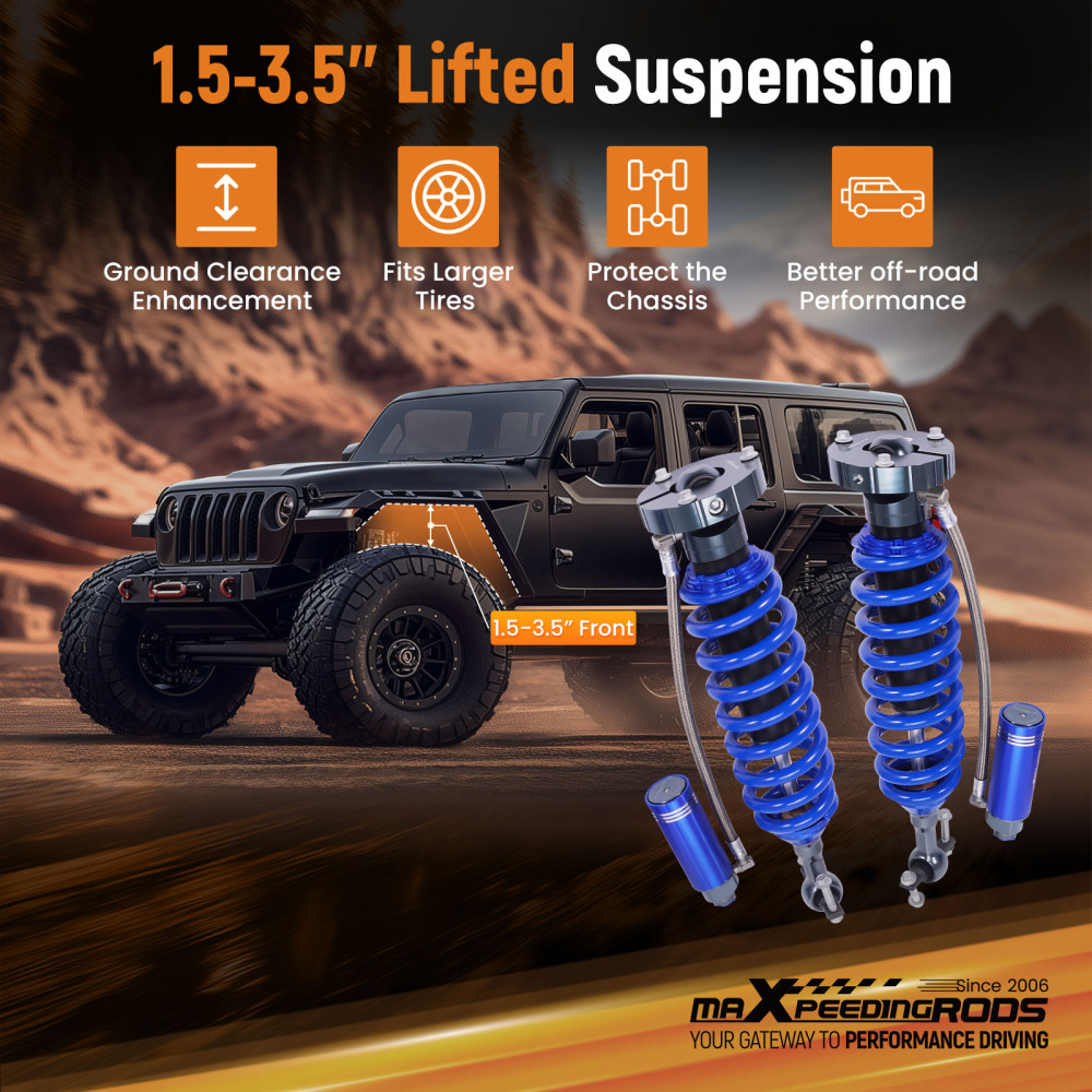Front Shocks W/ Damper Adjustable Reservoir For 19-24 compatible for Chevy Silverado 1500