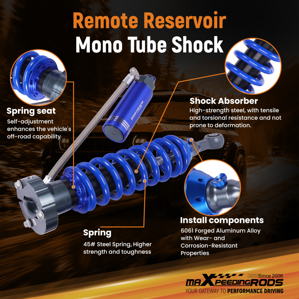 10 Way Damping Remote Front Shocks 0-3 Lift For 2005-2023 compatible for Toyota Tacoma