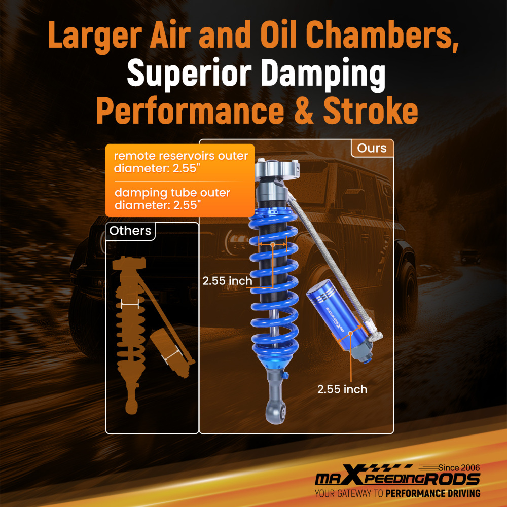 10 Way Damping Remote Front Shocks 0-3 Lift For 2005-2023 compatible for Toyota Tacoma