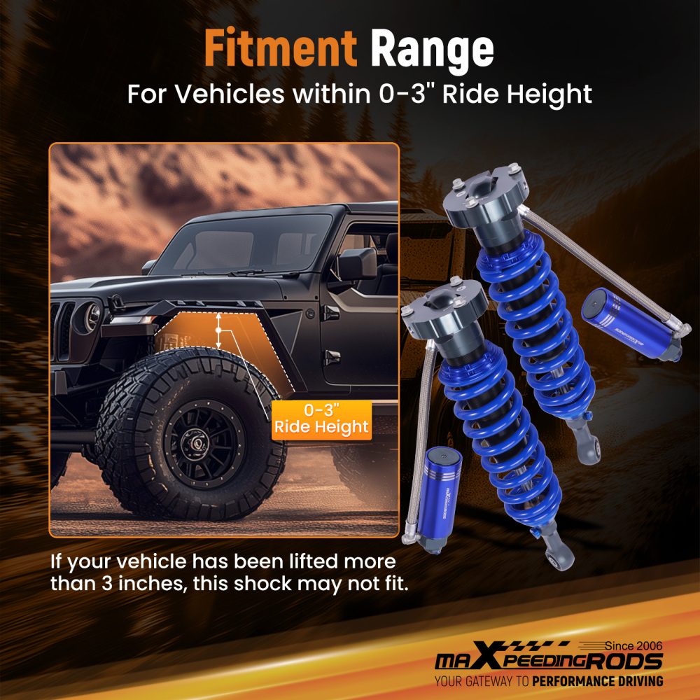 10 Way Damping Remote Front Shocks 0-3 Lift For 2005-2023 compatible for Toyota Tacoma