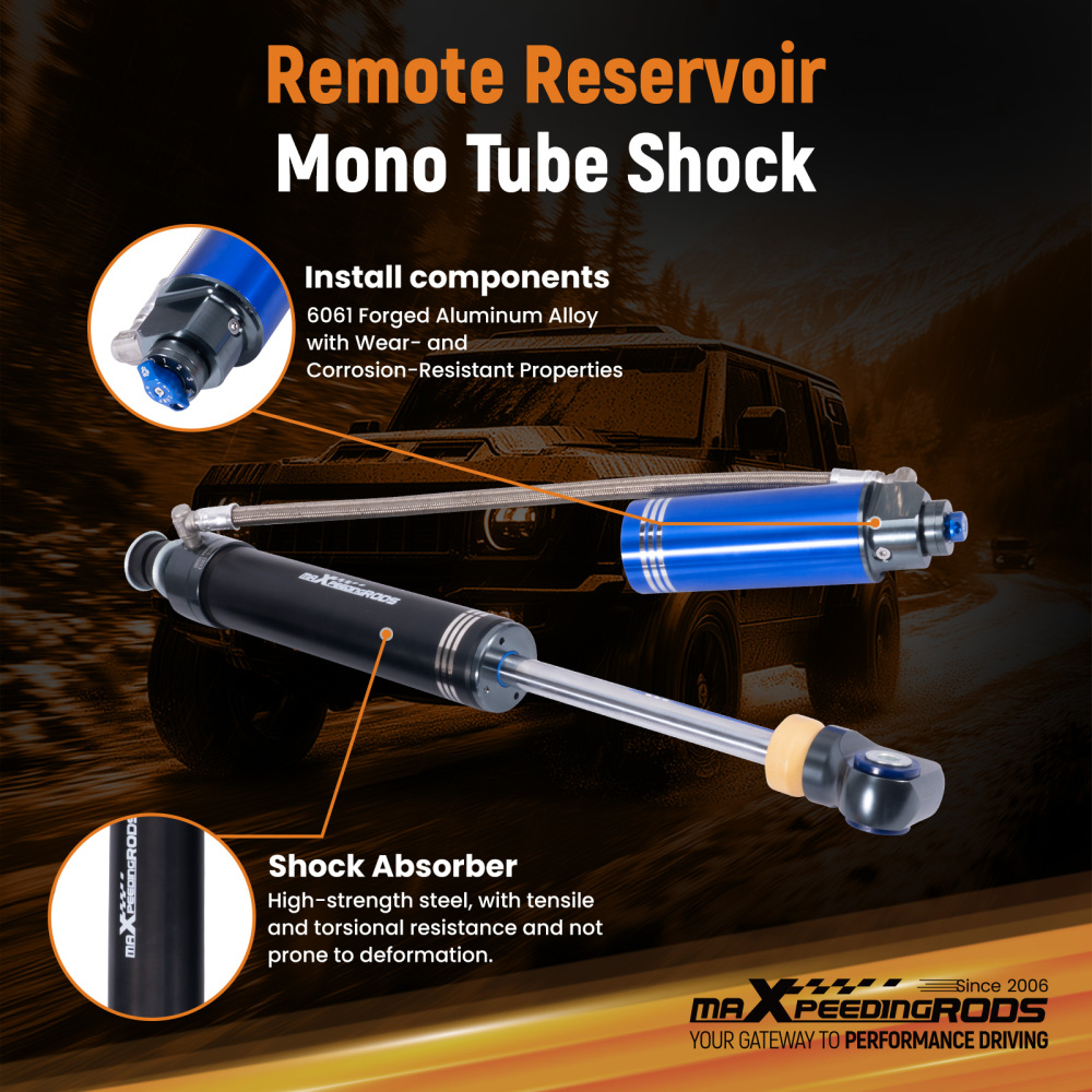 2x Rear Reservoir Shocks 10 Levels Damping For 07-21 compatible for Toyota Tundra 0-1.5 Lift