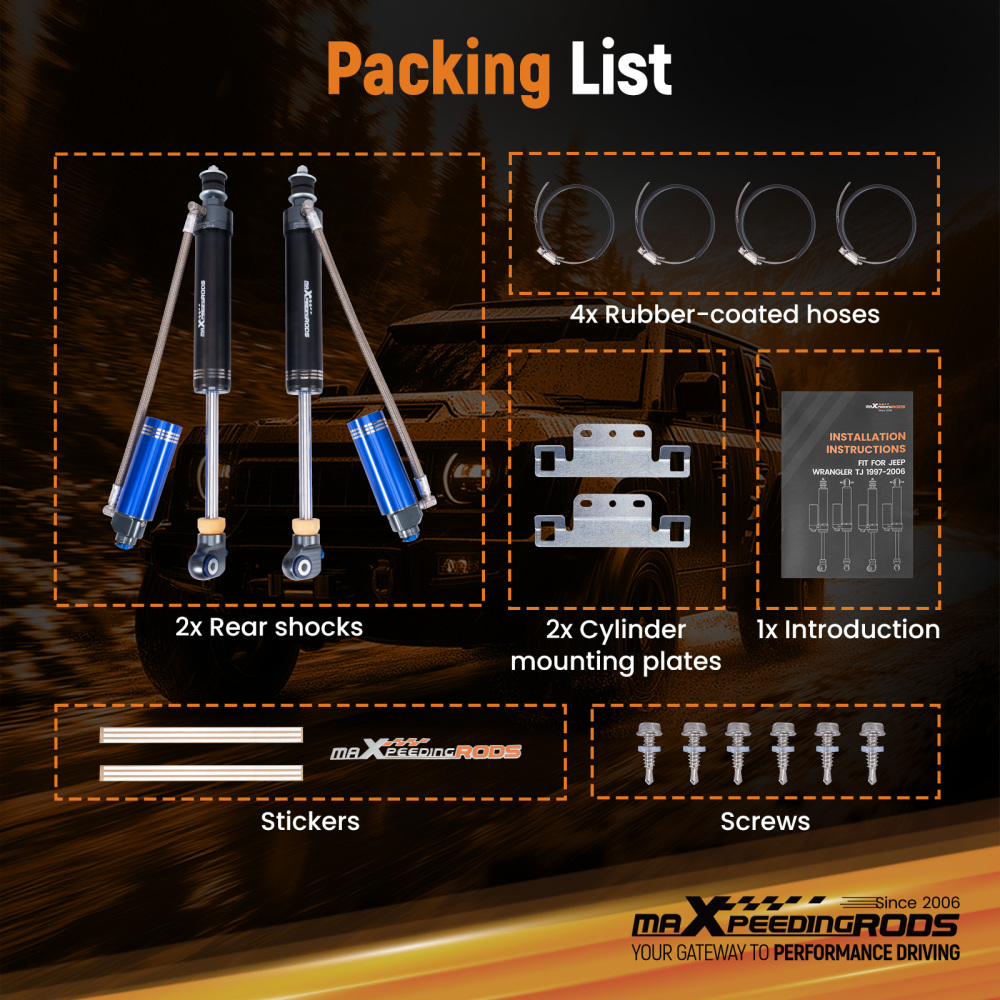 2x Rear Reservoir Shocks 10 Levels Damping For 07-21 compatible for Toyota Tundra 0-1.5 Lift