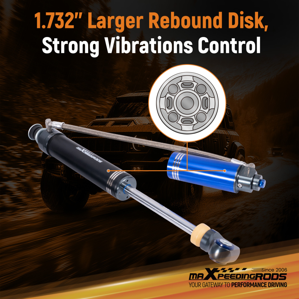 2x Rear Reservoir Shocks 10 Levels Damping For 07-21 compatible for Toyota Tundra 0-1.5 Lift